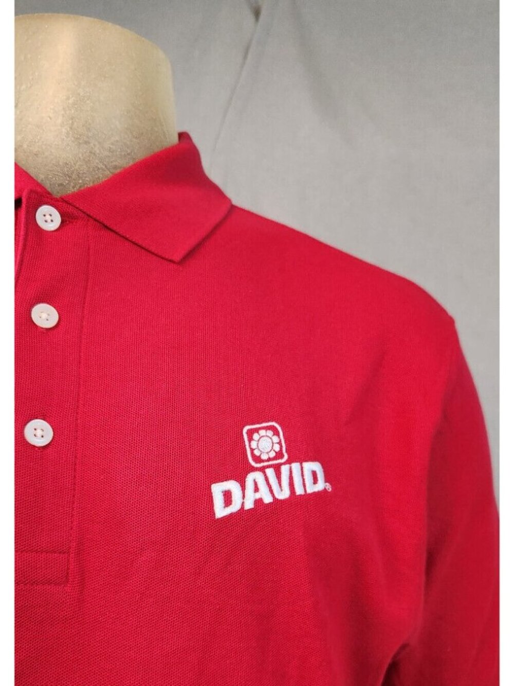 Devon & Jones MEDIUM David Brand Red Collared Short Sleeve Polo Shirt Top - Picture 3 of 7